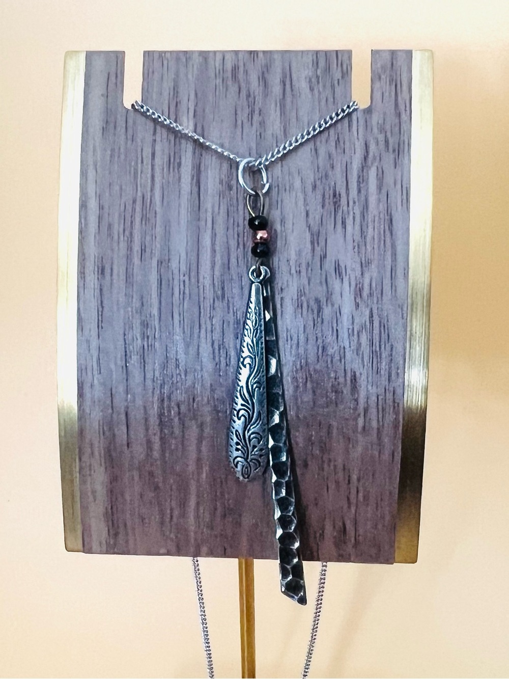 Stainless steel boho pendant & matching 20.” Necklace